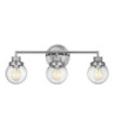 Applique murale Salle de bains Hinkley Acier,verre grainé transparent Chrome poli