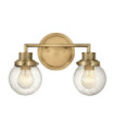 Wall light Bathroom Hinkley Steel, transparent grained glass Brass Heritage