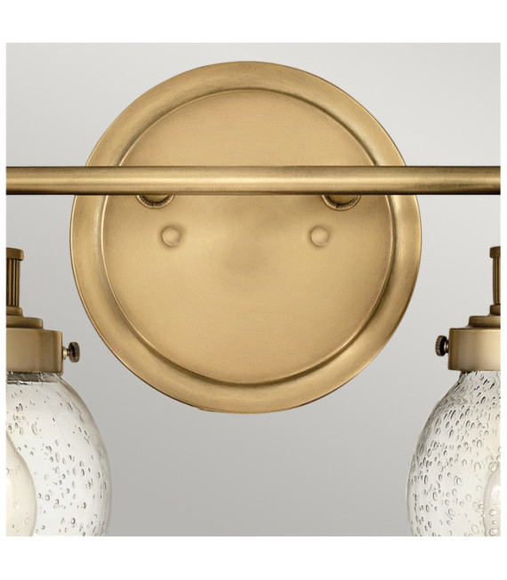 Wall light Bathroom Hinkley Steel, transparent grained glass Brass Heritage