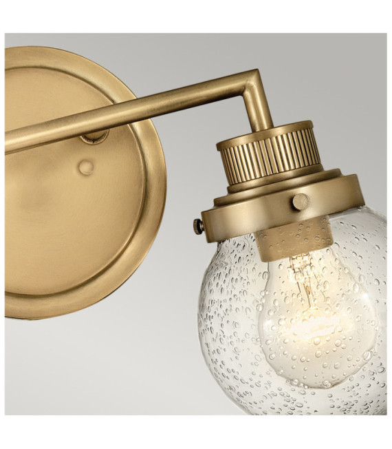 Lampada da parete Bagno Hinkley Acciaio, vetro granulato trasparente Ottone Heritage