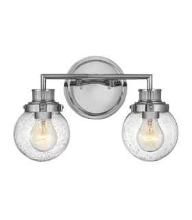 Applique murale Salle de bains Hinkley Acier,verre grainé transparent Chrome poli