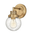 Wall light Bathroom Hinkley Steel, transparent grained glass Brass Heritage