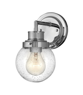 Applique murale Salle de bains Hinkley Acier,verre grainé transparent Chrome poli