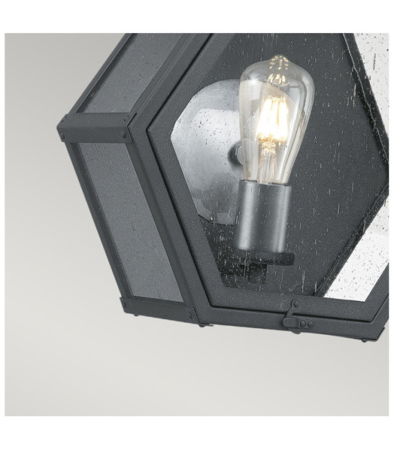 Lampada da parete per esterni Quoizel Alluminio, acciaio, ottone, vetro granulato trasparente Nero marmorizzato