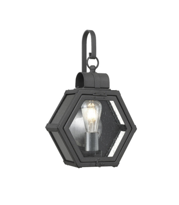 Lampada da parete per esterni Quoizel Alluminio, acciaio, ottone, vetro granulato trasparente Nero marmorizzato
