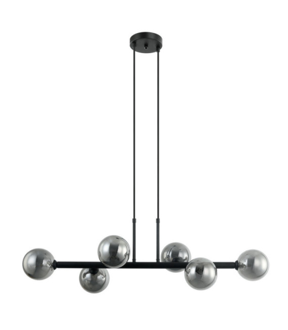 Olbia Lámpara Colgante Cristal, Acero Negro