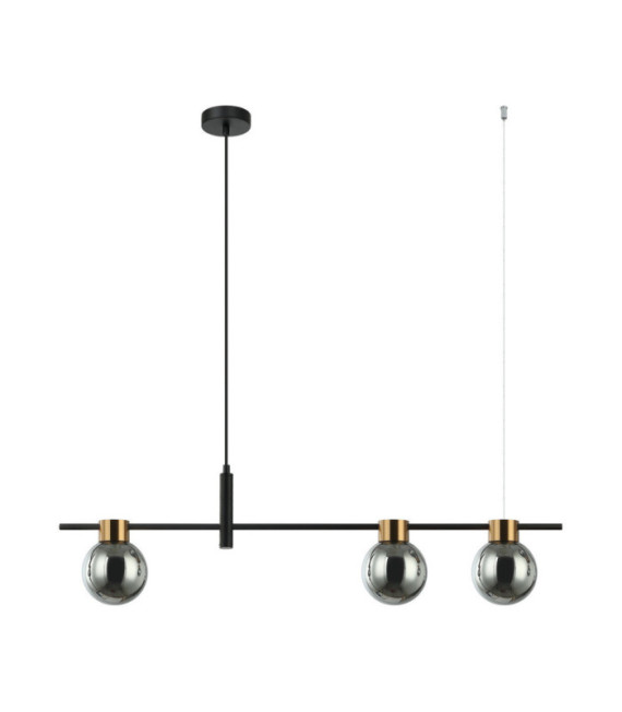 Suspension Bletter Verre,Acier Noir,Fumé