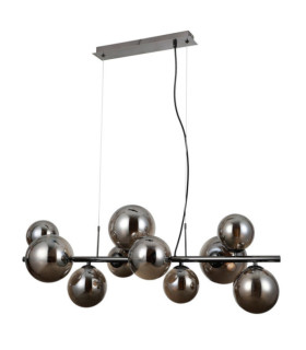 Lampadario Canello in vetro, acciaio cromo nero