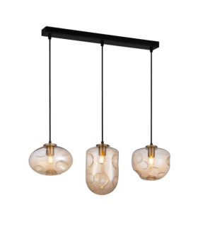 Hatella Pendelleuchte Glas, schwarzer Stahl, Kupfer