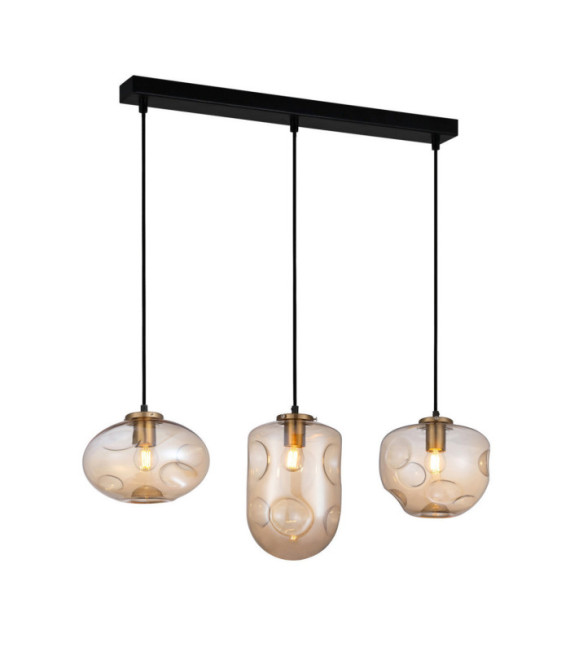 Lampada a sospensione Hatella Vetro, Acciaio Nero, Rame
