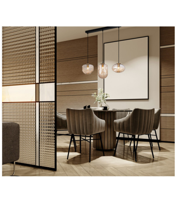 Hatella Pendant Lamp Glass, Black Steel, Copper