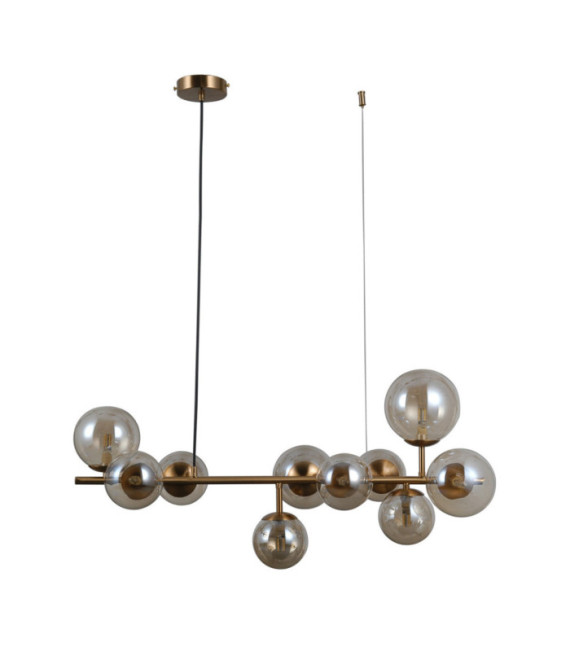 Lampadario Frontera in Vetro, Acciaio Miele Ottone