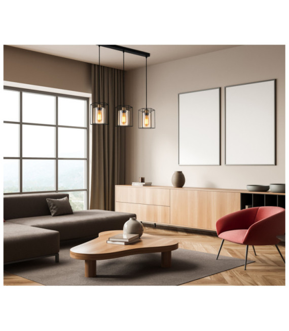 Kalula Pendant Lamp Glass, Black Steel