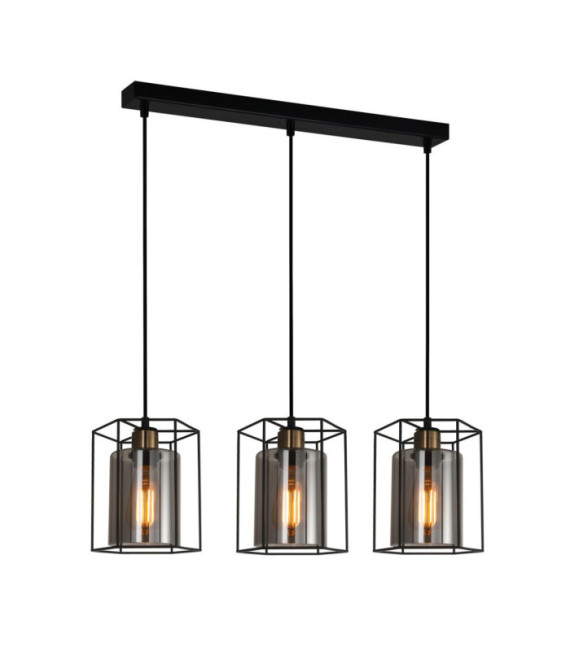 Suspension Kalula Verre,Acier Noir