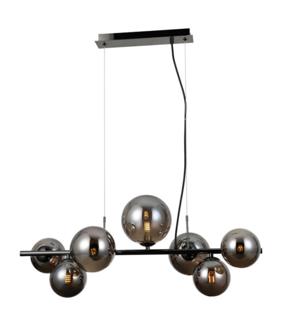 Lampadario Canello in vetro, acciaio cromo nero