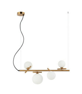 Lampadario Reverso Vetro, Acciaio Ottone