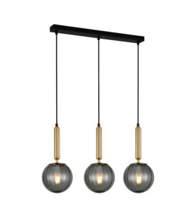 Suspension Ravena Verre,Acier Laiton,Fumé