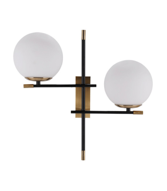 Wandleuchte Stelia Glas, Stahl, Aluminium Antikbronze, mattschwarz