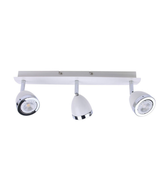 Barre de spots Calasa Acier Blanc mat, anneau chromé