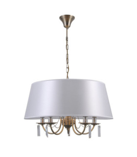 Solana Pendelleuchte Glas, Kristall, Stahl, Stoff Antikbronze