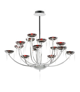 Sfera pendant light Glass, metal alloy Red, Chrome