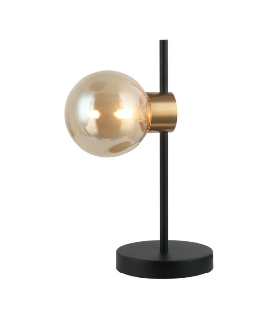 Bletter Lámpara de Mesa Cristal, Acero Negro, Ámbar
