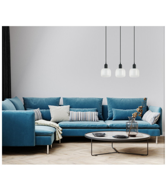 Lamezia Lámpara Colgante Cristal, Acero Negro