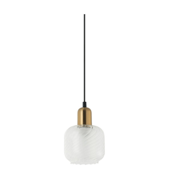 Suspension Lamezia Verre,Acier Noir, Bronze Antique