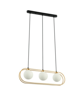 Grosetta Pendelleuchte aus Glas, schwarzem Stahl, Gold