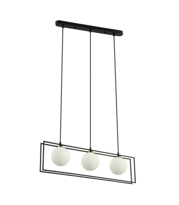 Lampadario Grosetta in Vetro, Acciaio Nero