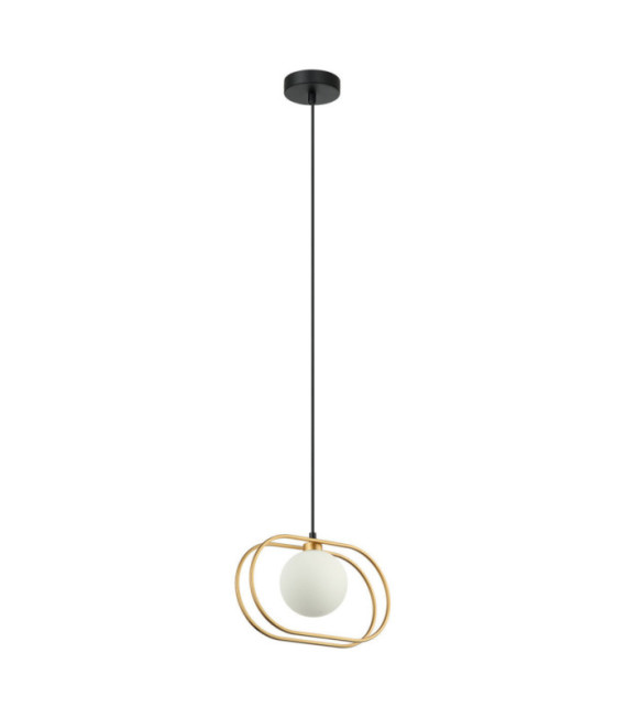 Lámpara colgante Grosetta de cristal, acero negro, dorado