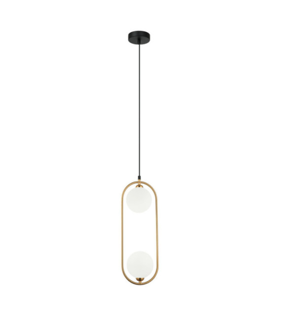 Suspension Lupus Verre,Acier Blanc, Bronze Antique