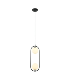 Lupus Pendant Lamp Glass, White Steel, Black