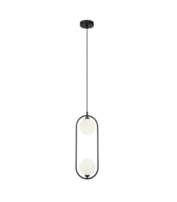 Lupus Pendelleuchte Glas, Weißer Stahl, Schwarz