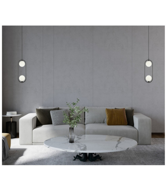 Lampada a sospensione Lupus Vetro, Acciaio Bianco, Nero