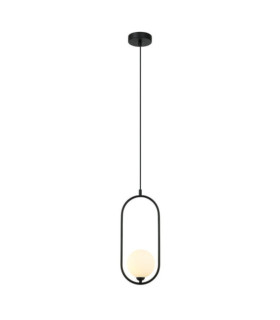 Lupus Pendant Lamp Glass, White Steel, Black