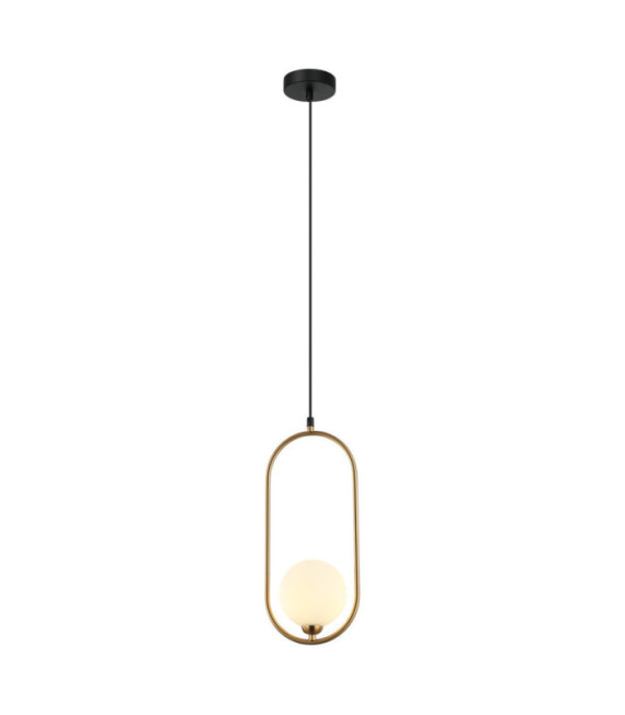 Lampada a Sospensione Lupus Vetro, Acciaio Bianco, Bronzo Antico
