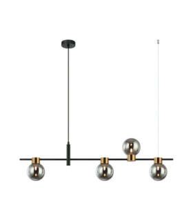 Suspension Bletter Verre,Acier Noir,Fumé