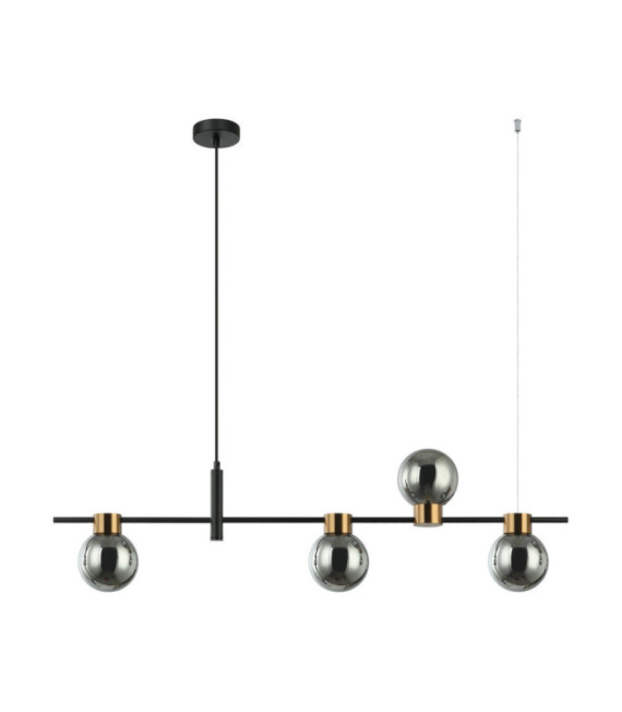 Suspension Bletter Verre,Acier Noir,Fumé