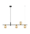 Suspension Bletter Verre,Acier Noir, Ambre