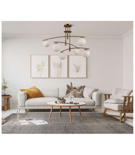 Senai Ceiling Light Glass, Steel, Aluminum Honey Brass