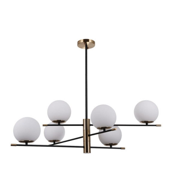 Lampada a sospensione Stelia Vetro, acciaio, alluminio Bronzo antico, nero opaco