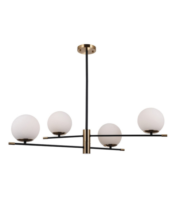 Lámpara colgante Stelia Vidrio, acero, aluminio Bronce antiguo, negro mate