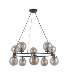 Galvez Pendant Glass, Steel Antique bronze, matt black