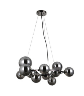 Lampadario Canello in vetro, acciaio cromo nero
