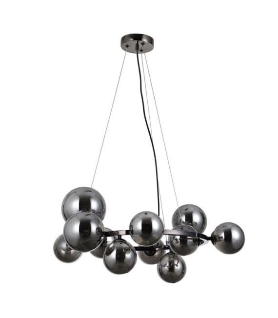 Lampadario Canello in vetro, acciaio cromo nero
