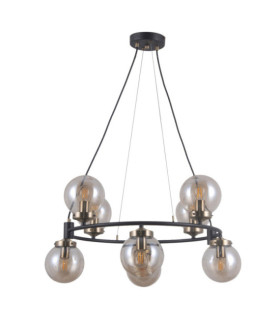Galvez Pendelleuchte Glas, Stahl Antikbronze, mattschwarz