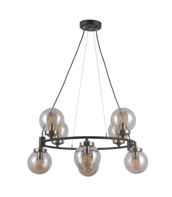 Galvez Pendelleuchte Glas, Stahl Antikbronze, mattschwarz