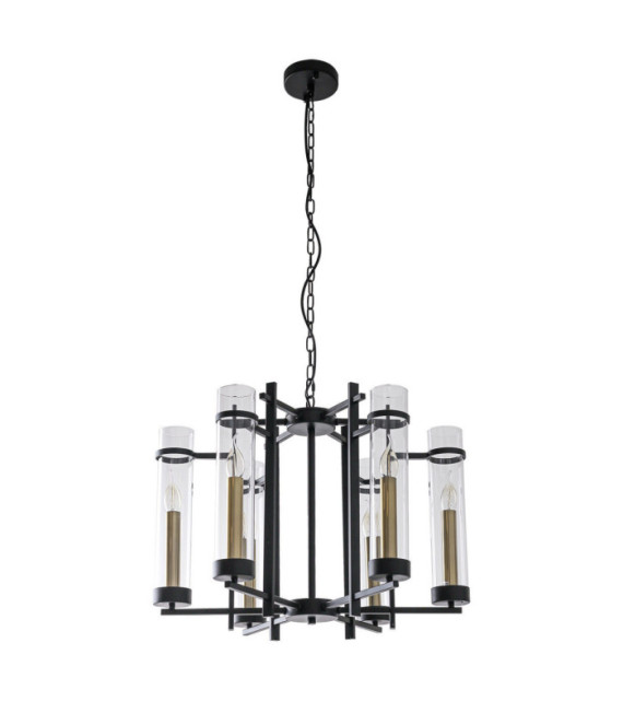 Aspen Lámpara Colgante Cristal, Acero Negro