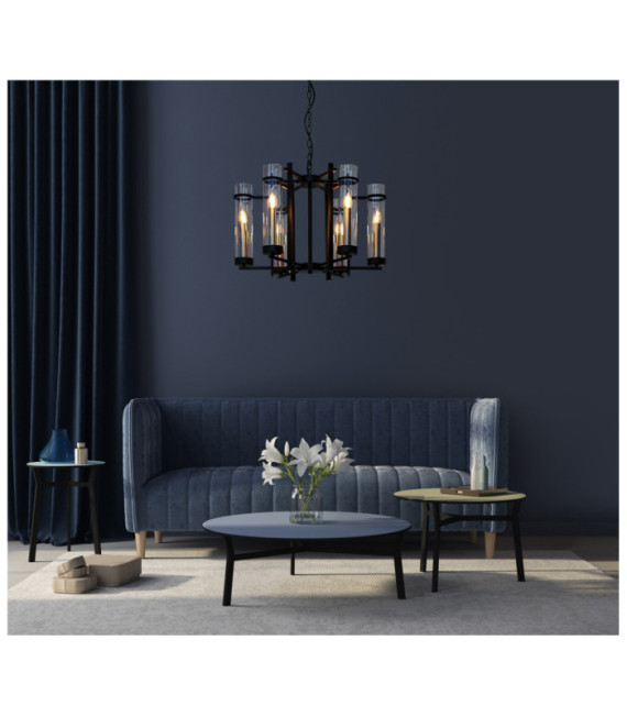 Aspen Pendant Lamp Glass, Black Steel